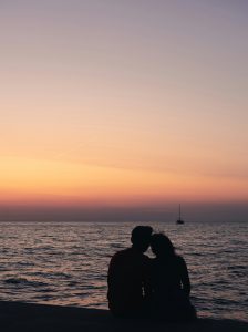 Pärchen Ostsee Sonnenuntergang