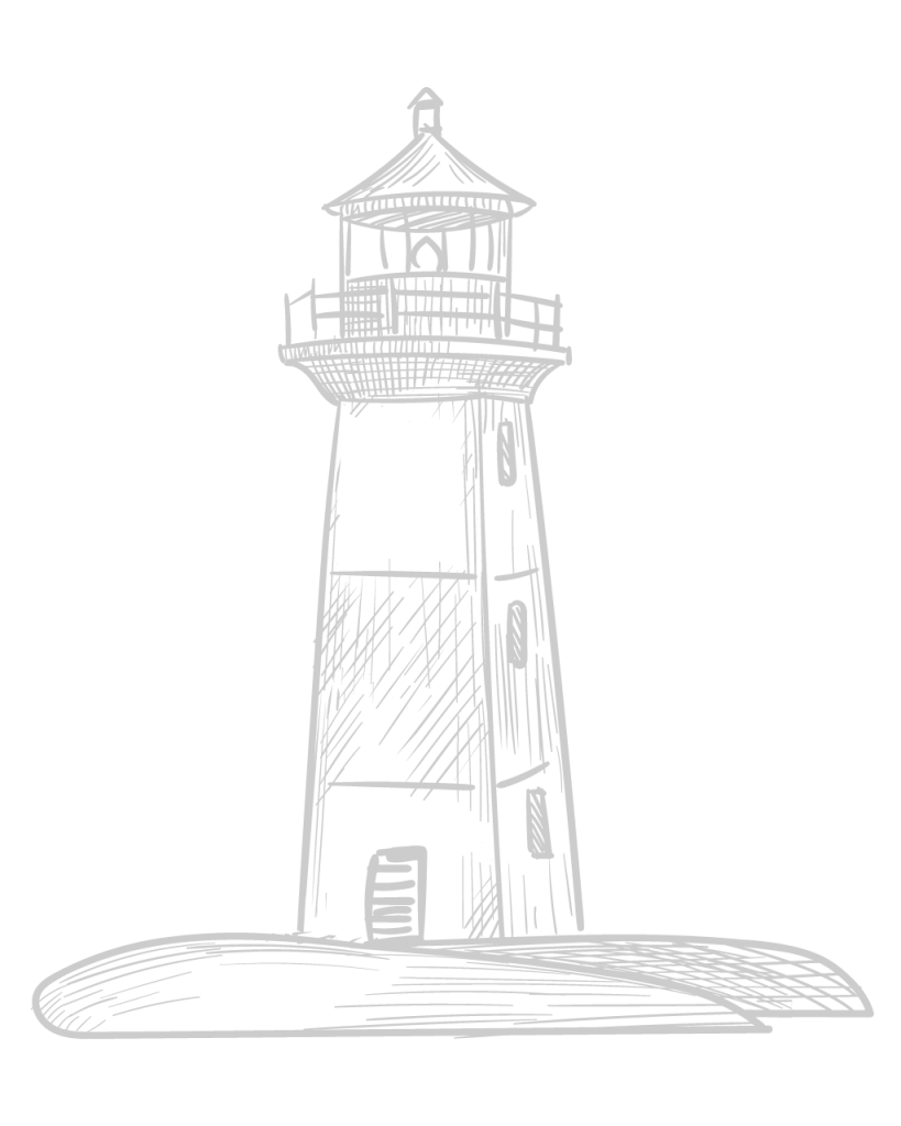 Illustration vom Leuchtturm Schleimünde neben dem Ostseeresort Olpenitz