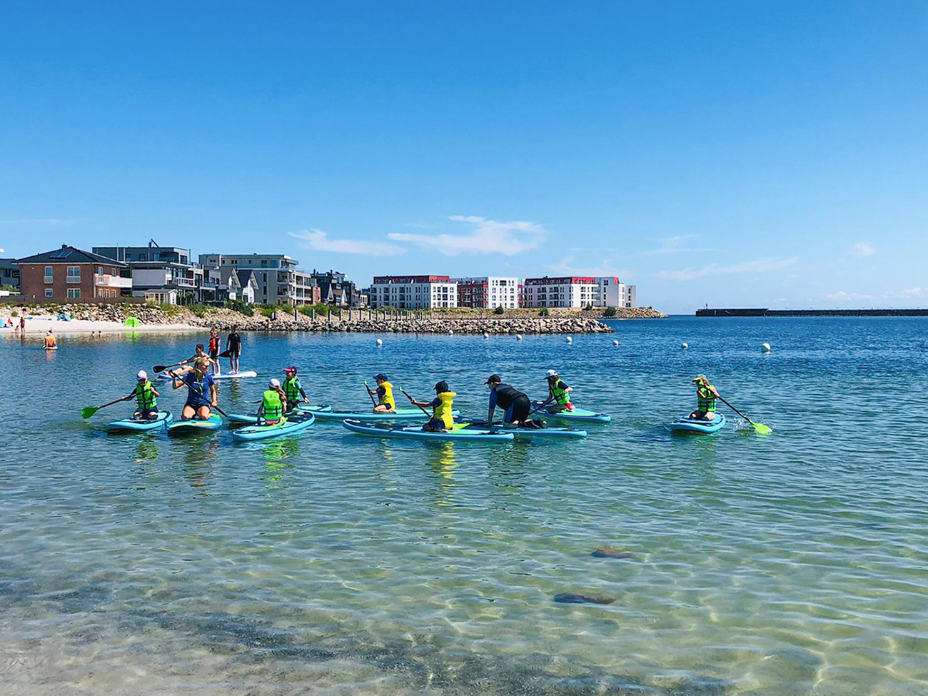 SUP-Pferdchen an der Badebucht in Olpenitz