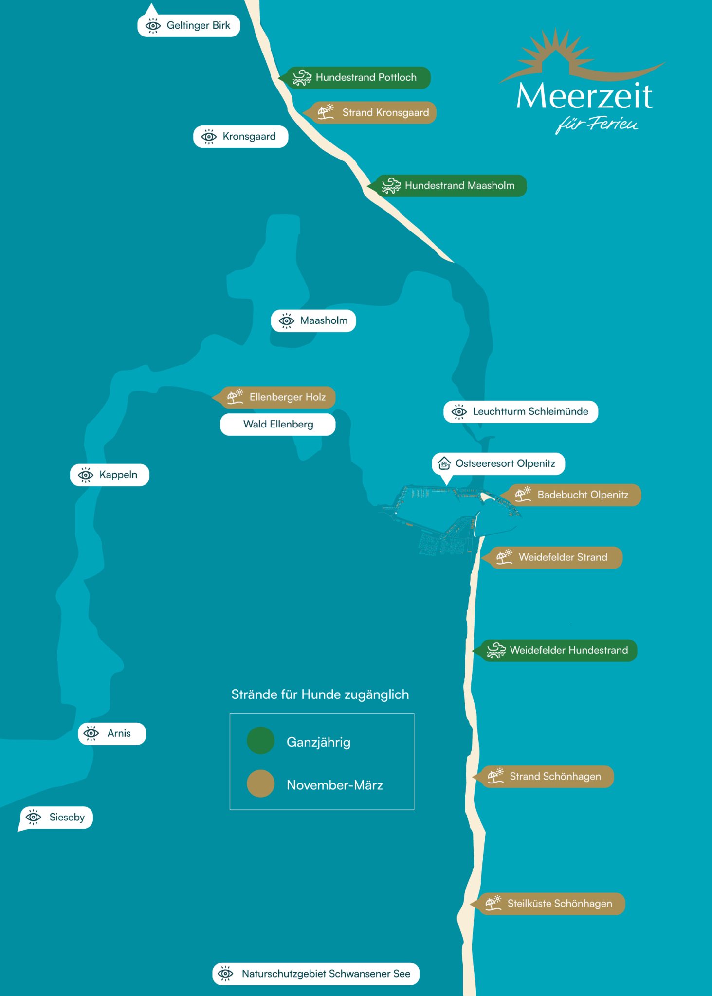 Hundestrand-Karte Kappeln Olpenitz Umgebung