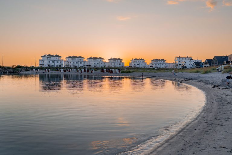 Badebucht Olpenitz Strand Olpenitz Strandvillen Sonnenuntergang