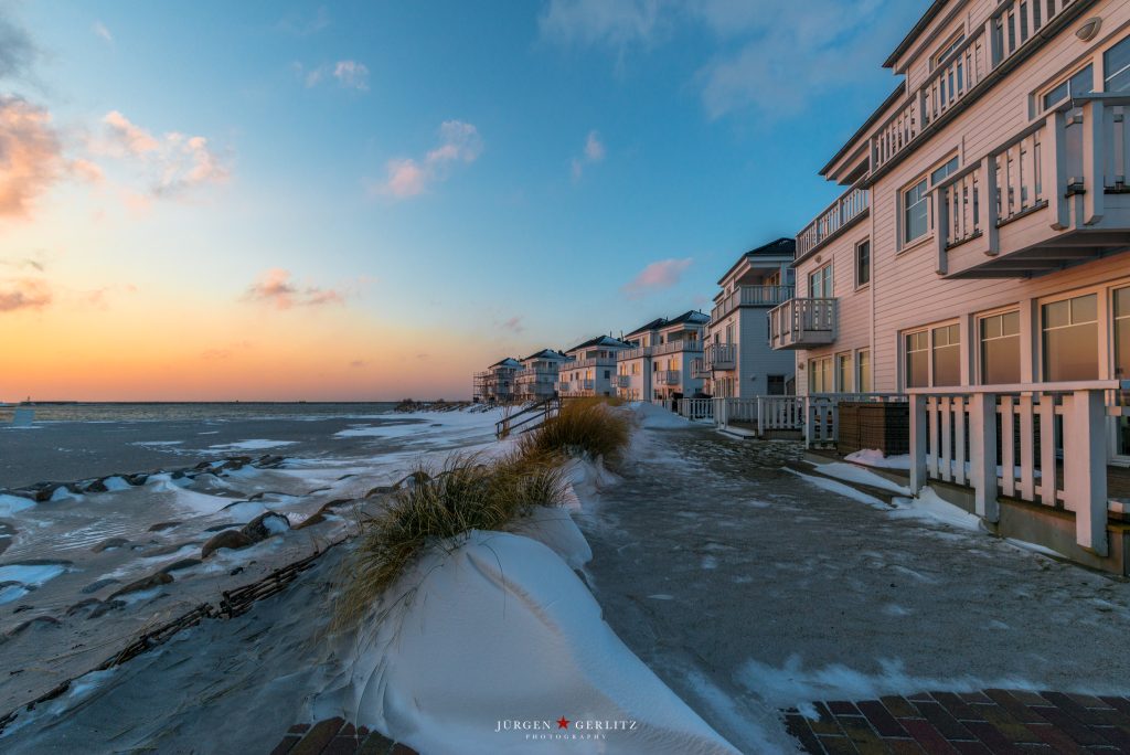 Winter im Ostseeresort Olpenitz an der Badebucht Schnee