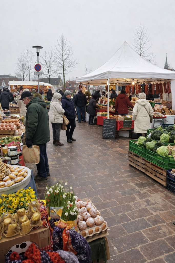 Kappeln Wochenmarkt vor dem Rathaus
